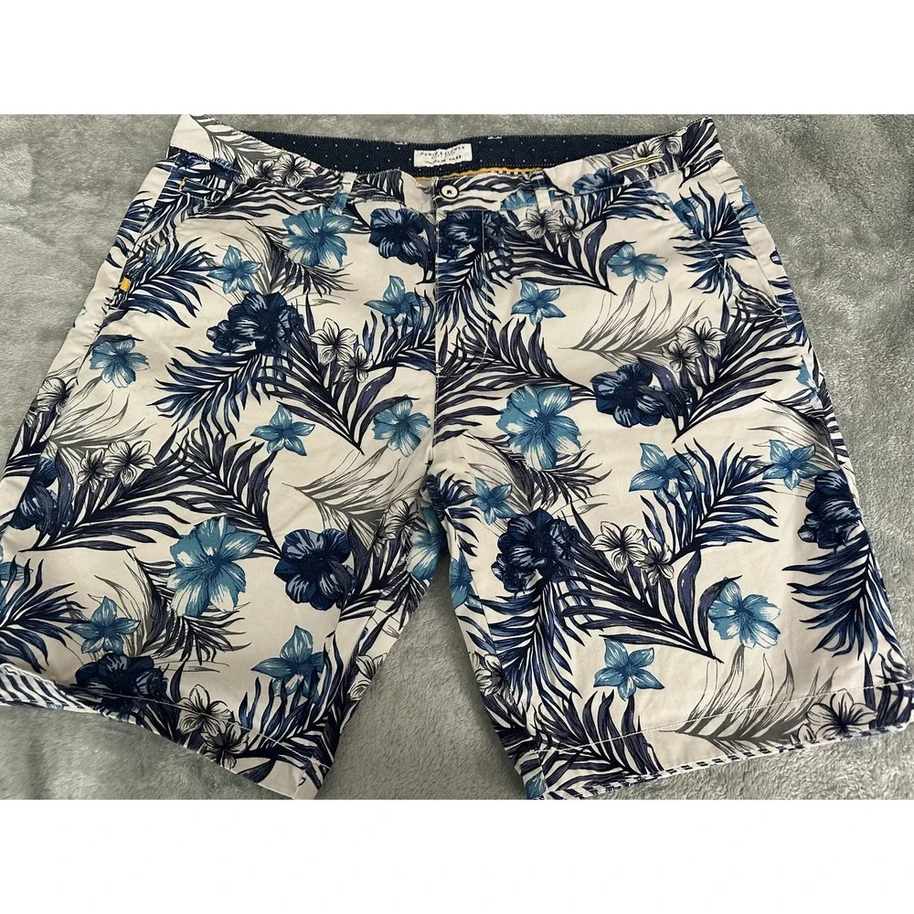 Denim & Flower Shorts Mens 38 Floral Hawaiian Print Casual Summer